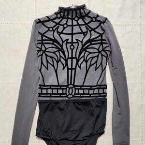 Weissman Elite Connexion Gray and Black Long Sleeve Leotard Dance Costume